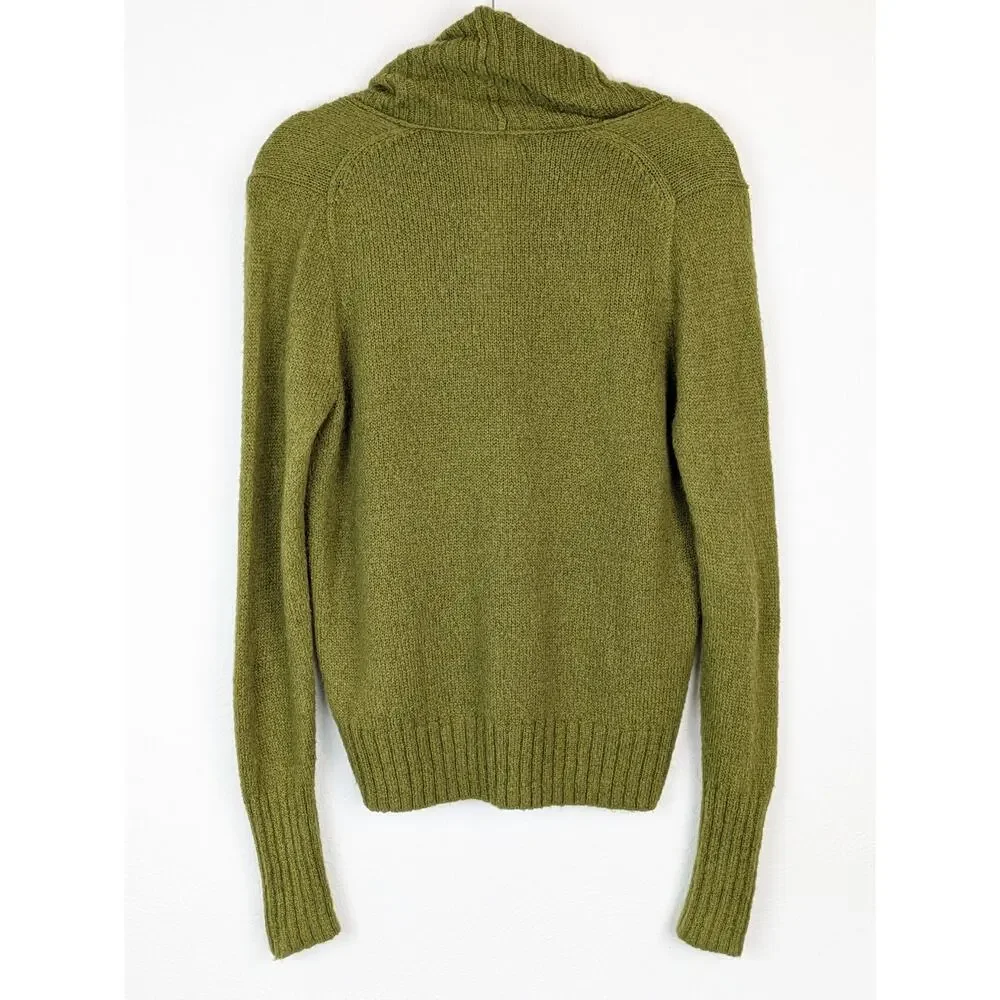 J Crew Factory Sweater Shawl Mohair Wool Fuzzy Fall Winter Preppy Green Size XL